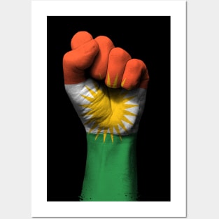 Flag of Kurdistan on a Raised Clenched Fist Posters and Art